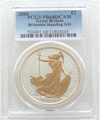 2006 Britannia £2 Silver Gold Proof 1oz Coin PCGS PR68 DCAM 2006 Britannia £2 Silver Gold Proof 1oz Coin PCGS PR68 DCAM