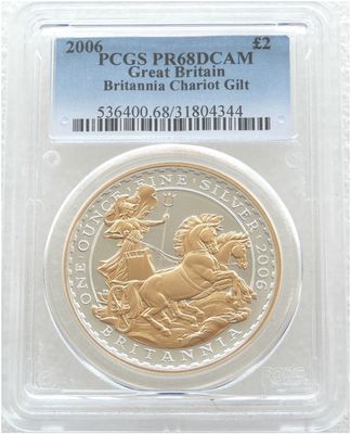 2006 Britannia Chariot £2 Silver Gold Proof 1oz Coin PCGS PR68 DCAM 2006 Britannia Chariot £2 Silver Gold Proof 1oz Coin PCGS PR68 DCAM