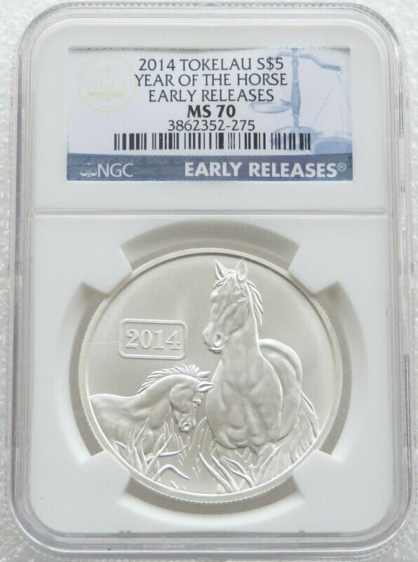 2014 Tokelau Lunar Horse $5 Silver 1oz Coin NGC MS70 2014 Tokelau Lunar Horse $5 Silver 1oz Coin NGC MS70