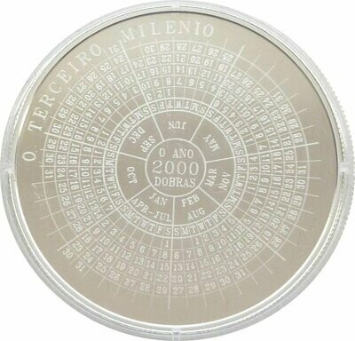 1998 Sao Tome & Principe Millennium Circular Calendar 2,000 Dobras Silver Proof Coin 1998 Sao Tome & Principe Millennium Circular Calendar 2,000 Dobras Silver Proof Coin