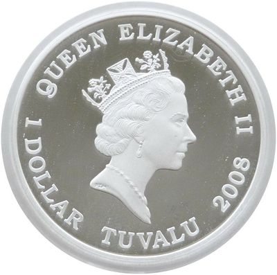 2008 Tuvalu Deadly and Dangerous Blue Ringed Octopus $1 Silver
