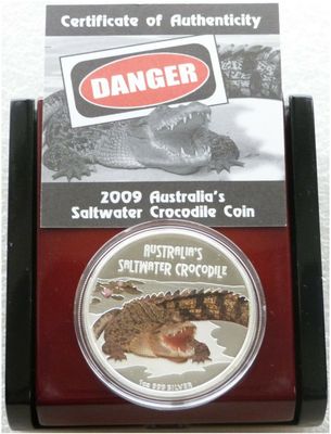 2009 Tuvalu Deadly and Dangerous Saltwater Crocodile $1 Silver