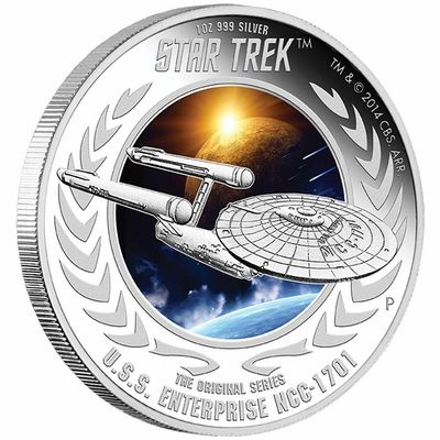 2015 Tuvalu Star Trek USS Enterprise NCC 1701 $1 Silver Proof 1oz Coin Box Coa 2015 Tuvalu Star Trek USS Enterprise NCC 1701 $1 Silver Proof 1oz Coin Box Coa