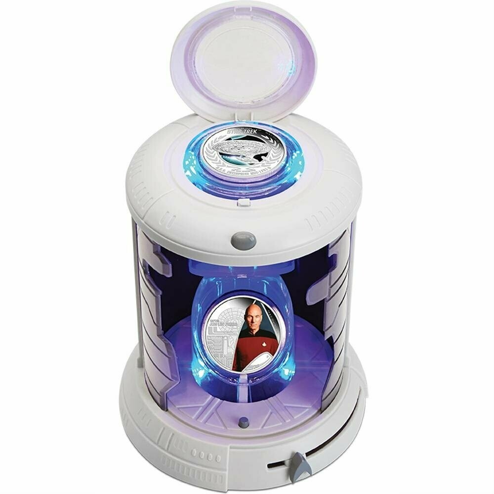 2015 Tuvalu Star Trek Transporter Enterprise NCC 1701-D Picard $1 Silver Proof 2 Coin Set Box Coa