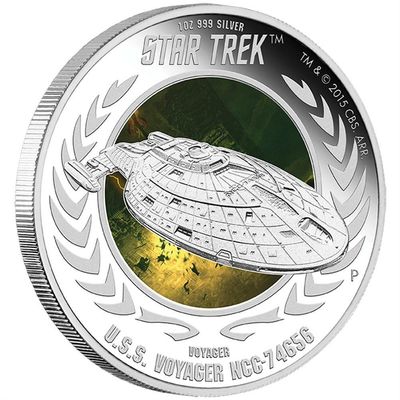 2015 Tuvalu Star Trek USS Voyager $1 Silver Proof 1oz Coin Box Coa 2015 Tuvalu Star Trek USS Voyager $1 Silver Proof 1oz Coin Box Coa