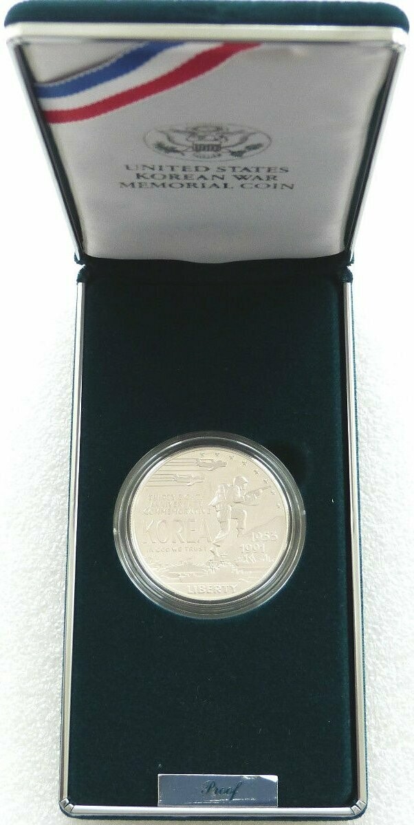 1991-P American Korean War Memorial $1 Silver Proof Coin Box Coa 1991-P American Korean War Memorial $1 Silver Proof Coin Box Coa