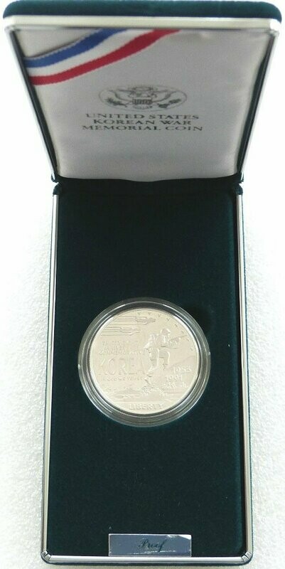 1991-P American Korean War Memorial $1 Silver Proof Coin Box Coa 1991-P American Korean War Memorial $1 Silver Proof Coin Box Coa