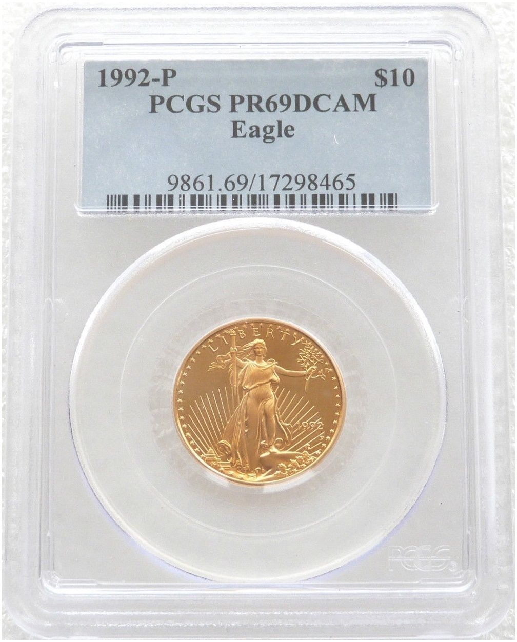 1992-P American Eagle $10 Gold Proof 1/4oz Coin PCGS PR69 DCAM 1992-P American Eagle $10 Gold Proof 1/4oz Coin PCGS PR69 DCAM