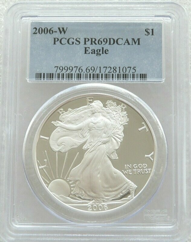 2006-W American Eagle $1 Silver Proof 1oz Coin PCGS PR69 DCAM 2006-W American Eagle $1 Silver Proof 1oz Coin PCGS PR69 DCAM