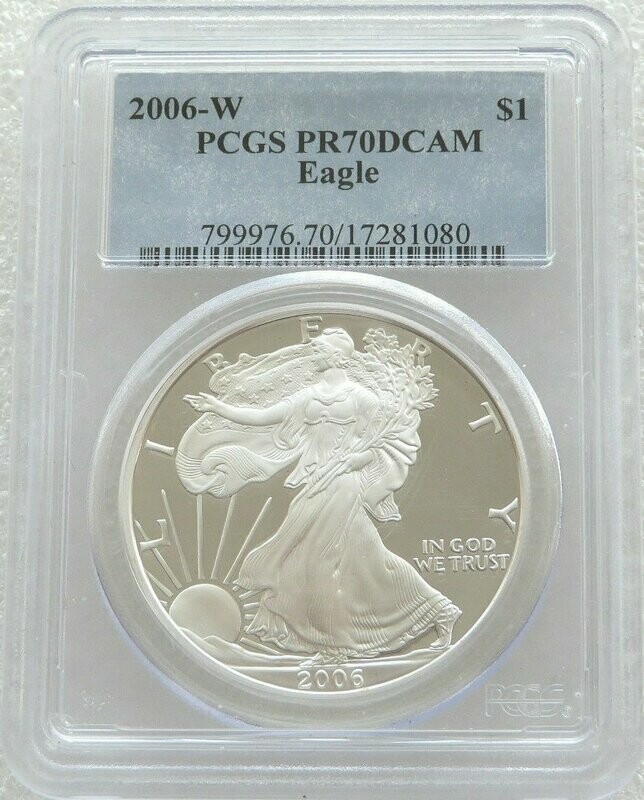 2006-W American Eagle $1 Silver Proof 1oz Coin PCGS PR70 DCAM 2006-W American Eagle $1 Silver Proof 1oz Coin PCGS PR70 DCAM