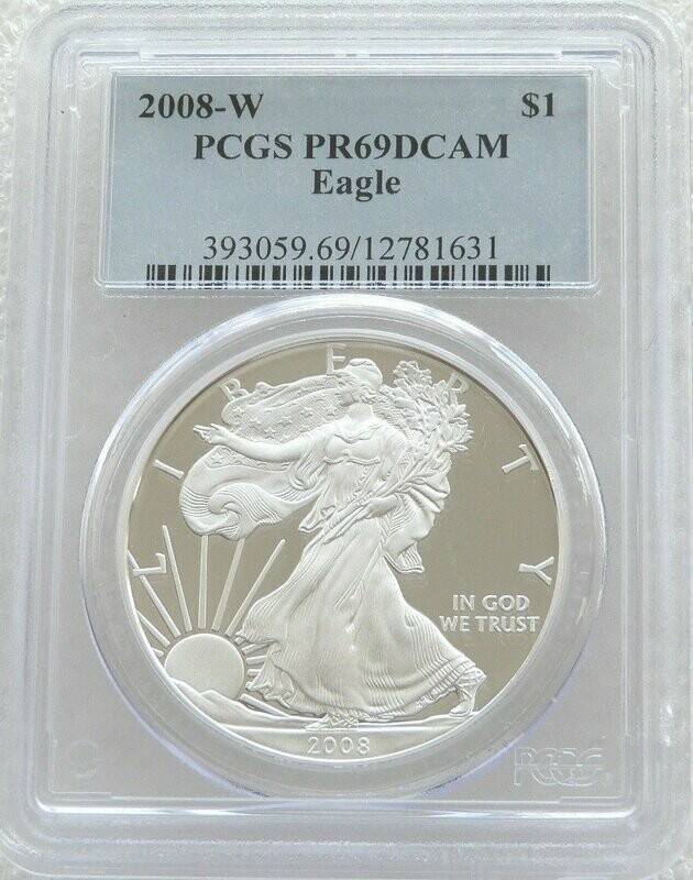 2008-W American Eagle $1 Silver Proof 1oz Coin PCGS PR69 DCAM 2008-W American Eagle $1 Silver Proof 1oz Coin PCGS PR69 DCAM