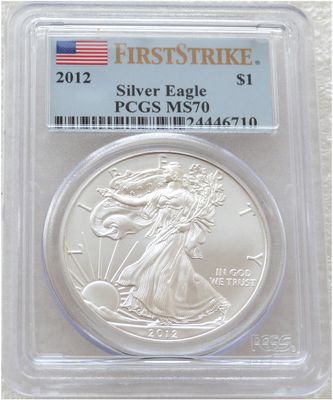 2012 American Eagle $1 Silver 1oz Coin PCGS MS70 First Strike
