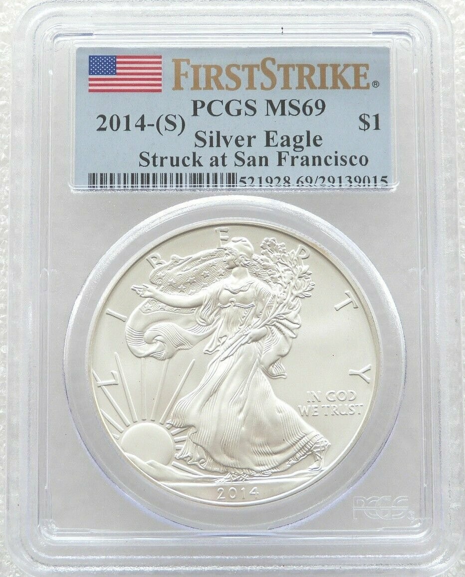 2014-S American Eagle $1 Silver 1oz Coin PCGS  MS69 First Strike San Francisco