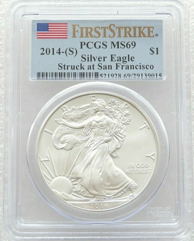 2014-S American Eagle $1 Silver 1oz Coin PCGS  MS69 First Strike San Francisco