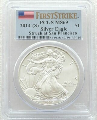 2014-S American Eagle $1 Silver 1oz Coin PCGS MS69 First Strike San Francisco 2014-S American Eagle $1 Silver 1oz Coin PCGS MS69 First Strike San Francisco