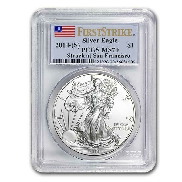 2014-S American Eagle $1 Silver 1oz Coin PCGS MS70 First Strike 2014-S American Eagle $1 Silver 1oz Coin PCGS MS70 First Strike