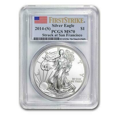 2014-S American Eagle $1 Silver 1oz Coin PCGS MS70 First Strike