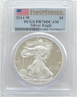2014-W American Eagle $1 Silver Proof 1oz Coin PCGS PR70 DCAM First Strike 2014-W American Eagle $1 Silver Proof 1oz Coin PCGS PR70 DCAM First Strike