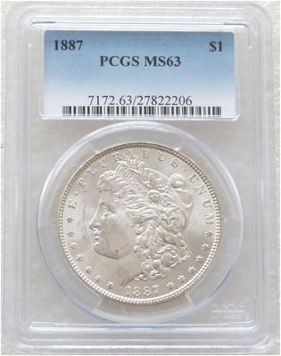1887 American Morgan $1 Silver Coin PCGS MS63 Philadelphia