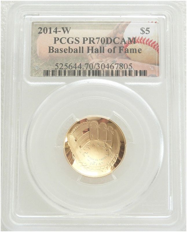 2014-W American Baseball Hall of Fame $5 Gold Proof Coin PCGS PR70 DCAM