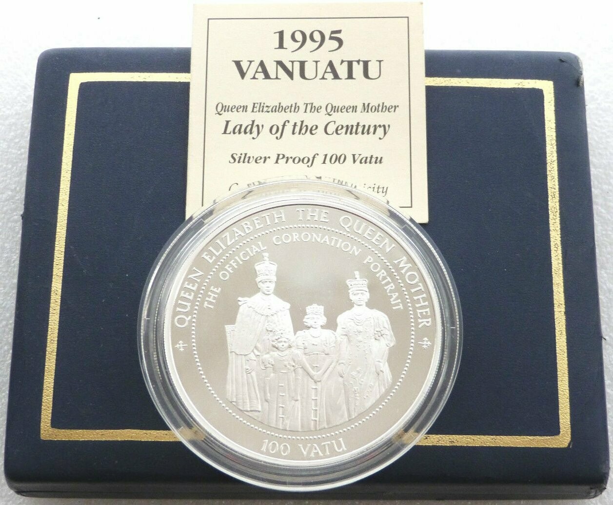 1995 Vanuatu Lady of the Century 100 Vatu Silver Proof 5oz Coin Box Coa 1995 Vanuatu Lady of the Century 100 Vatu Silver Proof 5oz Coin Box Coa