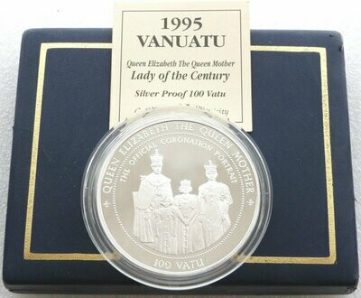 1995 Vanuatu Lady of the Century 100 Vatu Silver Proof 5oz Coin Box Coa 1995 Vanuatu Lady of the Century 100 Vatu Silver Proof 5oz Coin Box Coa