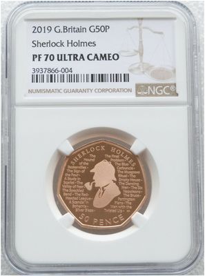 2019 Sherlock Holmes 50p Gold Proof Coin NGC PF70 Ultra Cameo 2019 Sherlock Holmes 50p Gold Proof Coin NGC PF70 Ultra Cameo