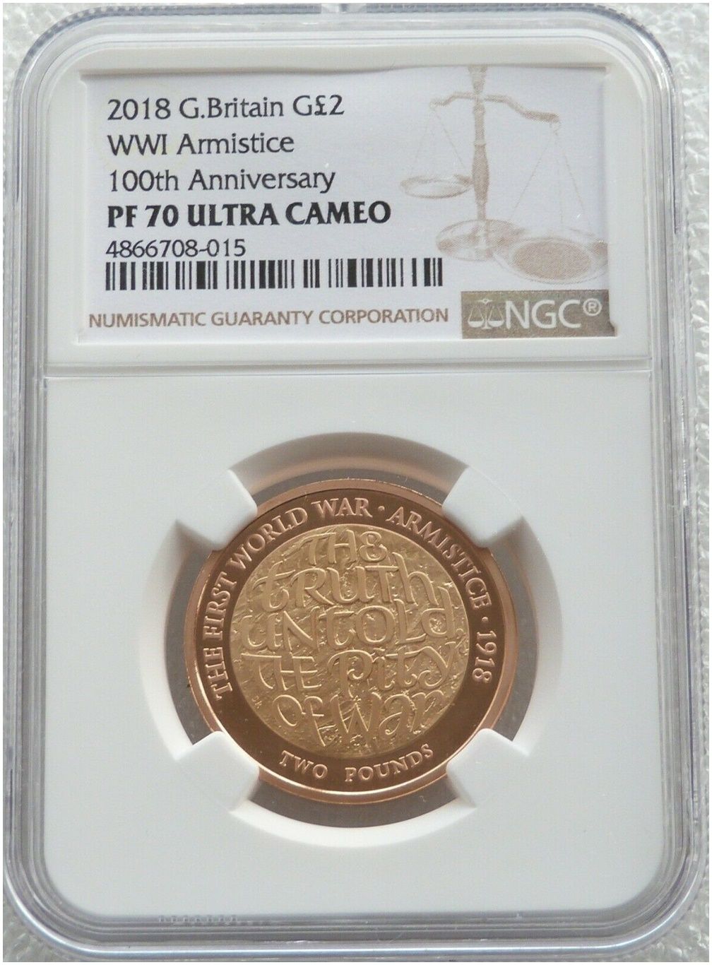 2018 First World War Armistice £2 Gold Proof Coin NGC PF70 UC 2018 First World War Armistice £2 Gold Proof Coin NGC PF70 UC