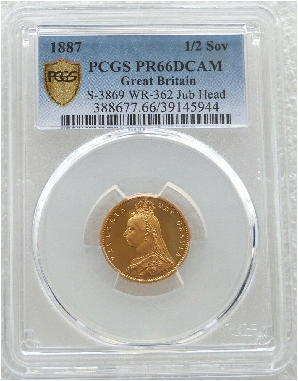 1887 Victoria Shield Half Sovereign Gold Proof Coin PCGS PR66 DCAM