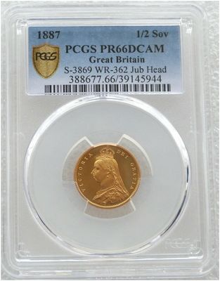1887 Victoria Shield Half Sovereign Gold Proof Coin PCGS PR66 DCAM