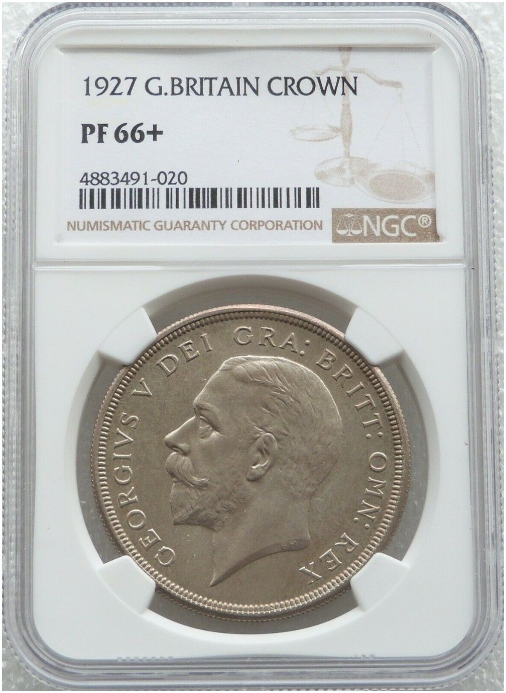 1927 George V Bare Head Silver Proof Wreath Crown Coin NGC PF66+ 1927 George V Bare Head Silver Proof Wreath Crown Coin NGC PF66+