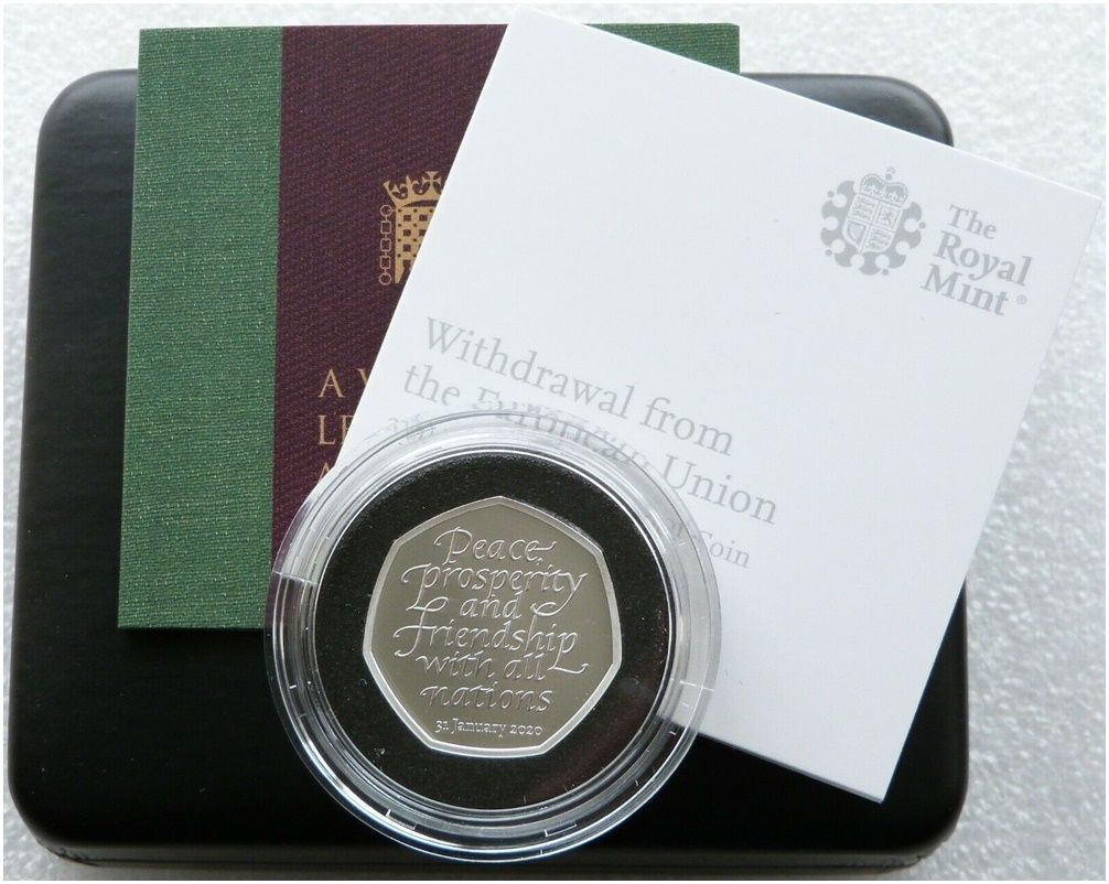 2020 Withdrawal from the EU Brexit 50p Silver Proof Coin Box Coa 2020 Withdrawal from the EU Brexit 50p Silver Proof Coin Box Coa