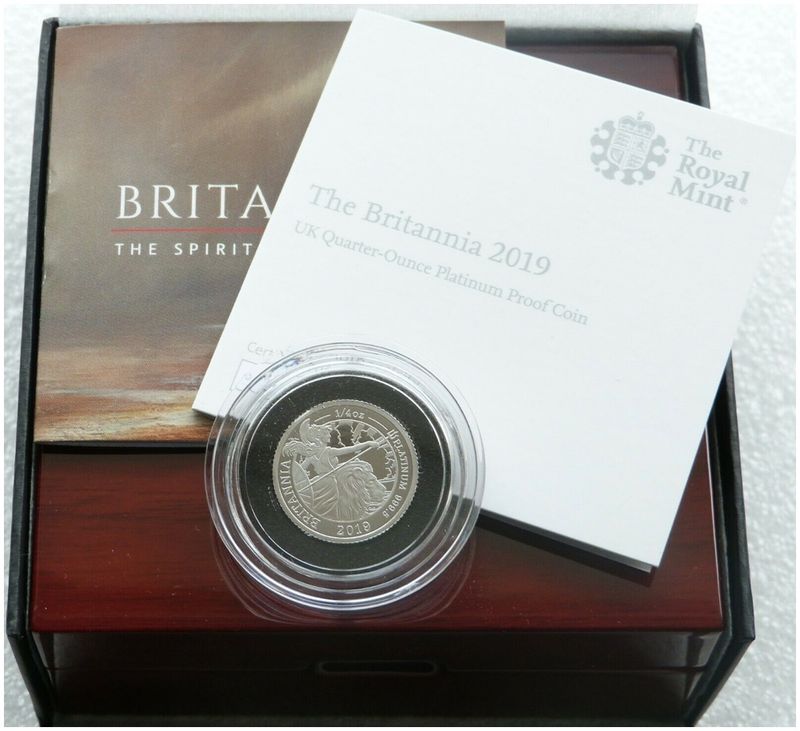 2019 Britannia £25 Platinum Proof 1/4oz Coin Box Coa - Mintage 168