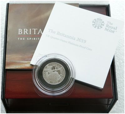 2019 Britannia £25 Platinum Proof 1/4oz Coin Box Coa - Mintage 168