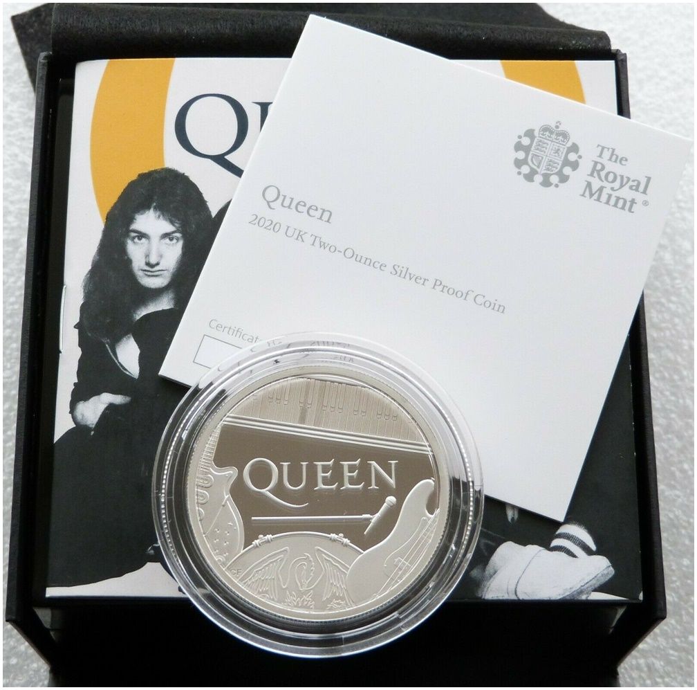 2020 Music Legends Queen £5 Silver Proof 2oz Coin Box Coa 2020 Music Legends Queen £5 Silver Proof 2oz Coin Box Coa