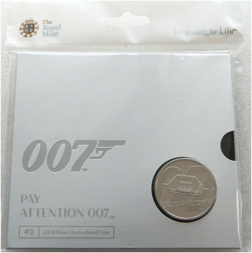 2020 James Bond Pay Attention 007 £5 Brilliant Uncirculated Coin Pack Sealed