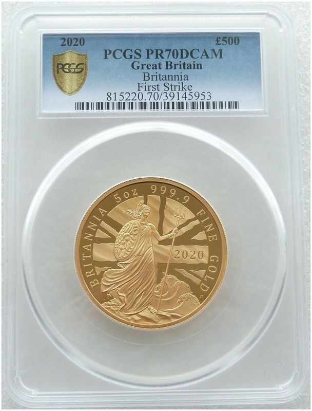 2020 Britannia £500 Gold Proof 5oz Coin PCGS PR70 DCAM First Strike - Pop 1 2020 Britannia £500 Gold Proof 5oz Coin PCGS PR70 DCAM First Strike - Pop 1
