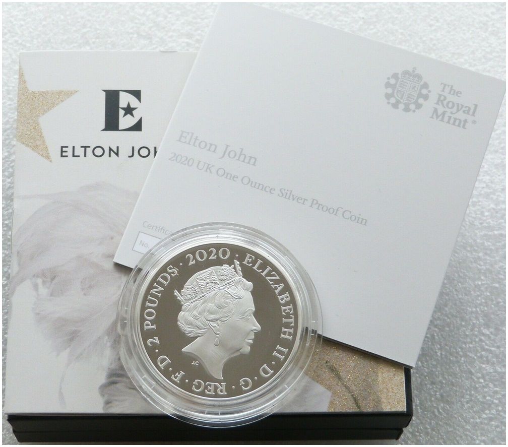 2020 Elton John £2 Silver Proof 1oz Coin Box Coa
