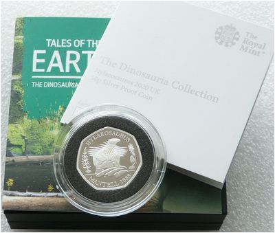 2020 Dinosauria Hylaeosaurus 50p Silver Proof Coin Box Coa