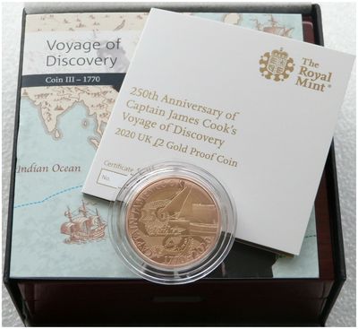 2020 Captain Cook £2 Gold Proof Coin Box Coa 2020 Captain Cook £2 Gold Proof Coin Box Coa