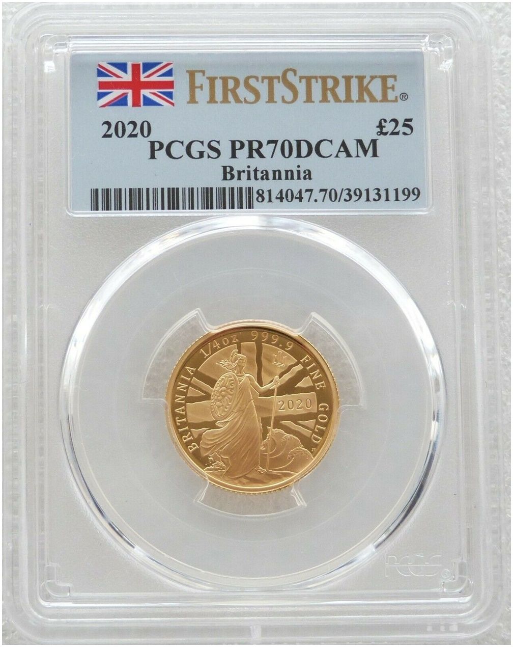 2020 Britannia £25 Gold Proof 1/4oz Coin PCGS PR70 DCAM First Strike 2020 Britannia £25 Gold Proof 1/4oz Coin PCGS PR70 DCAM First Strike