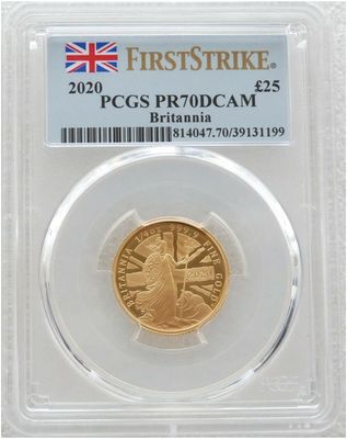2020 Britannia £25 Gold Proof 1/4oz Coin PCGS PR70 DCAM First Strike 2020 Britannia £25 Gold Proof 1/4oz Coin PCGS PR70 DCAM First Strike