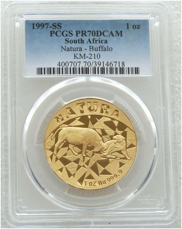 1997-SS South Africa Launch Natura Buffalo Gold Proof 1oz Coin PCGS PR70 DCAM 1997-SS South Africa Launch Natura Buffalo Gold Proof 1oz Coin PCGS PR70 DCAM