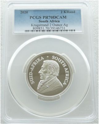 2020 South Africa Krugerrand Silver Proof 2oz Coin PCGS PR70 DCAM - First Year of Issue