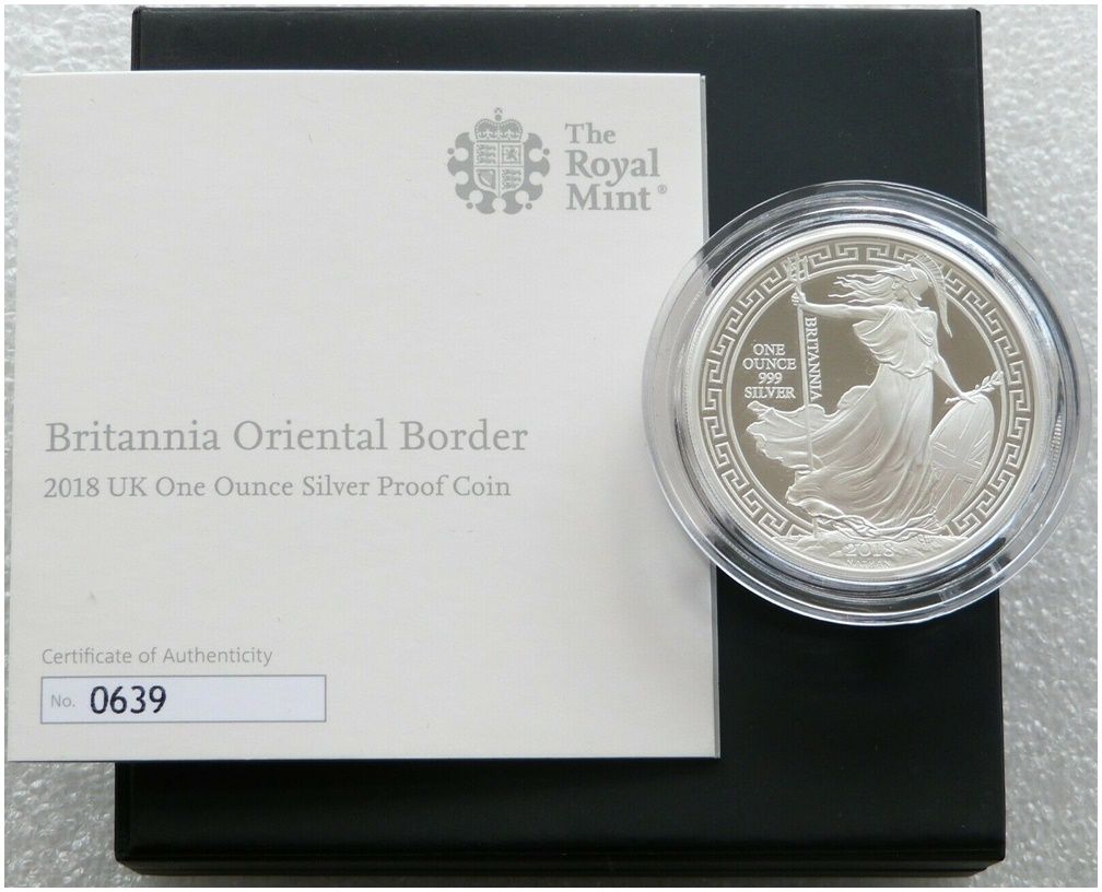 2018 Britannia Oriental Border £2 Silver Proof 1oz Coin Box Coa 2018 Britannia Oriental Border £2 Silver Proof 1oz Coin Box Coa