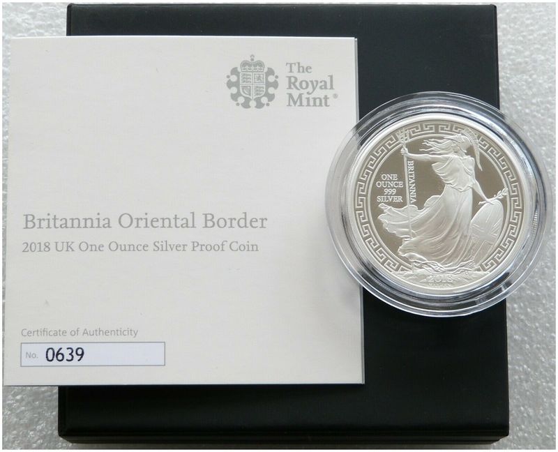 2018 Britannia Oriental Border £2 Silver Proof 1oz Coin Box Coa 2018 Britannia Oriental Border £2 Silver Proof 1oz Coin Box Coa