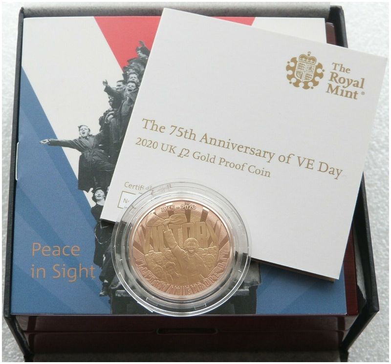 2020 VE-Day £2 Gold Proof Coin Box Coa