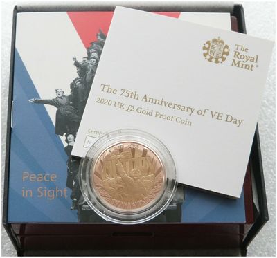 2020 VE-Day £2 Gold Proof Coin Box Coa