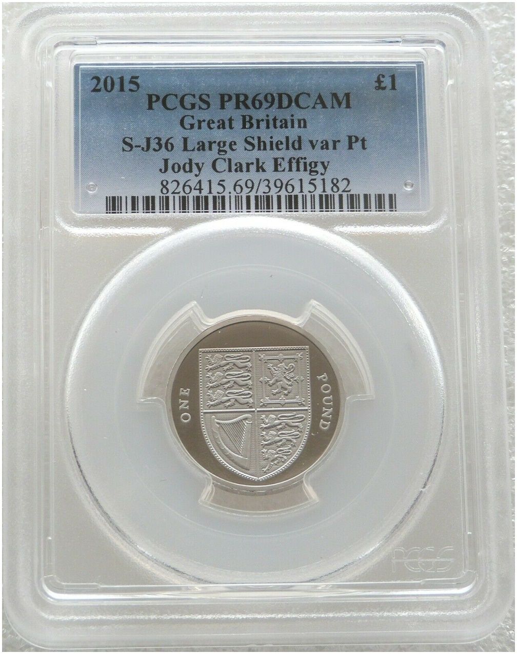 2015 Royal Shield of Arms £1 Platinum Proof Coin PCGS PR69 DCAM Fifth Portrait - Mintage of 10