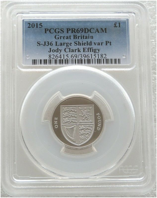2015 Royal Shield of Arms £1 Platinum Proof Coin PCGS PR69 DCAM Fifth Portrait - Mintage of 10